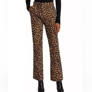 New Frame Women's Pants Mini Boot High Rise Trousers in Cheetah Print Velvet 2